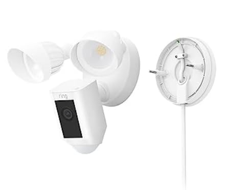 Ring Floodlight Cam Plus with Plug-In Mount - Plug-in power Outdoor Camera, 1080p Video, Live View with Color Night Vision, Two-Way Talk, Siren, Motion detection and alerts, Works with Alexa | White