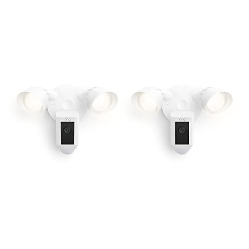 Ring Floodlight Cam Wired Plus with motion-activated 1080p HD video (2021 release), 2-pack, White