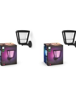 Philips Hue Econic Up Outdoor Smart Wall Light, Black - E26 White and Color Ambiance LED Color-Changing Bulb - 2 Pack - Requires Hue Bridge - Control with Hue App and Voice - Weatherproof
