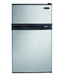 Danby Designer DCR031B1BSLDD 3.1 Cu.Ft. Compact Refrigerator with Freezer, E-Star Rated Mini Fridge for Bedroom, Living Room, Kitchen, or Office, Stainless Steel