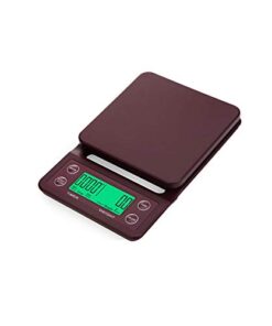 Timing Hand Brewing Coffee Electronic Scale Food Digital Kitchen Weight Grams and Ounces Household Scales Stainless Steel Plates Highly Precise Tare Function (Brown 5kg/0.1g)