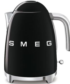 SMEG 50's Retro Style Electric Water Kettle with Automatic Shutoff, Removable Base, and Water Indicator, KLF03BLUS, Black