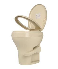 SEAFLO Residential Height Camper/RV Toilet, 18.5” Standard Height, Gravity Flush System, Foot Pedal Operation, Soft Close Seat, Easy-to-Clean Oversized Bowl, 4-Year Warranty (Bone Color)