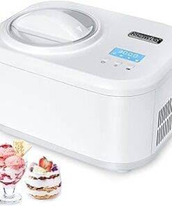 KUMIO Ice Cream Maker with Compressor, No Pre-Freezing, 4 Modes Ice Cream Maker Machine with LCD Display, Timer (1.25 Quart)