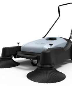 Dapper Supply Walk-Behind Outdoor Hand Push Floor Sweeper - 10.5 Gallon Capacity - 36" Sweeping Width - Sweeps up to 39,500 ft² / Hour, Grey