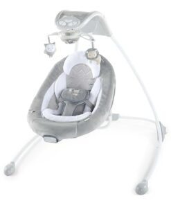Ingenuity InLighten Baby Swing - Cool Mesh Fabric, Vibrations, Swivel Infant Seat, Nature Sounds, Light Up Motorized Mobile - Braden
