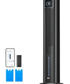 Dreo Evaporative Air Swamp Cooler, 43" Cooling Fans that Blow Cold Air 2025 Upgraded, 85° Oscillating Floor Fan for Bedroom, Easy Cleaning, APP Control, Ice Packs, 4 Speeds & 4 Modes, 12H Timer, Black