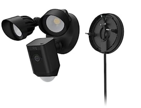 Ring Floodlight Cam Plus with Plug-In Mount - Plug-in power Outdoor Camera, 1080p Video, Live View with Color Night Vision, Two-Way Talk, Siren, Motion detection and alerts, Works with Alexa | Black