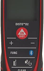 Leica Geosystems DISTO D2 New 330ft Laser Distance Measure with Bluetooth 4.0, Black/Red, 1.7 x 1 x 4.6 inches