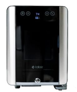 Terpkooler Essential Cooler Compact Portable Mini Fridge with Temp & Humidity Control, 3 USB Ports, Smoked Glass Shelves, Lockable UV Glass Door for Herbs, Oils, Cosmetics, and More