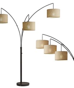 Adesso 4238-26 Trinity Arc Floor Lamp Antique Bronze FinisH, Beige Burlap . Home Decor Lamps and Light Fixtures, 82",3 Arm