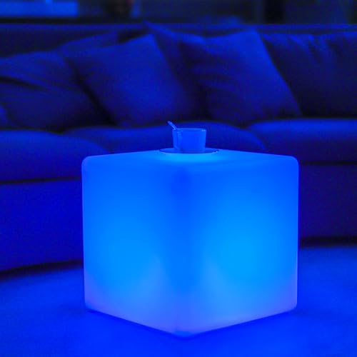 LOFTEK 20-inch LED Cube Lights: Rechargeable RGB Colors Changing Light with Remote Control, IP65 Waterproof LED Furniture Cube Chair Table Night Lighting for Home Outdoor Pool Bar Party Decor