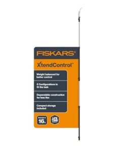 Fiskars XtendControl Extendable Tree Pruner (16 ft), Adjustable Branch Trimmer with Rotating Pruning Head, 15" X3 Double-Hooked Saw, 4-8 ft Extension Poles & Automatic Cord Reel for Precision Cutting