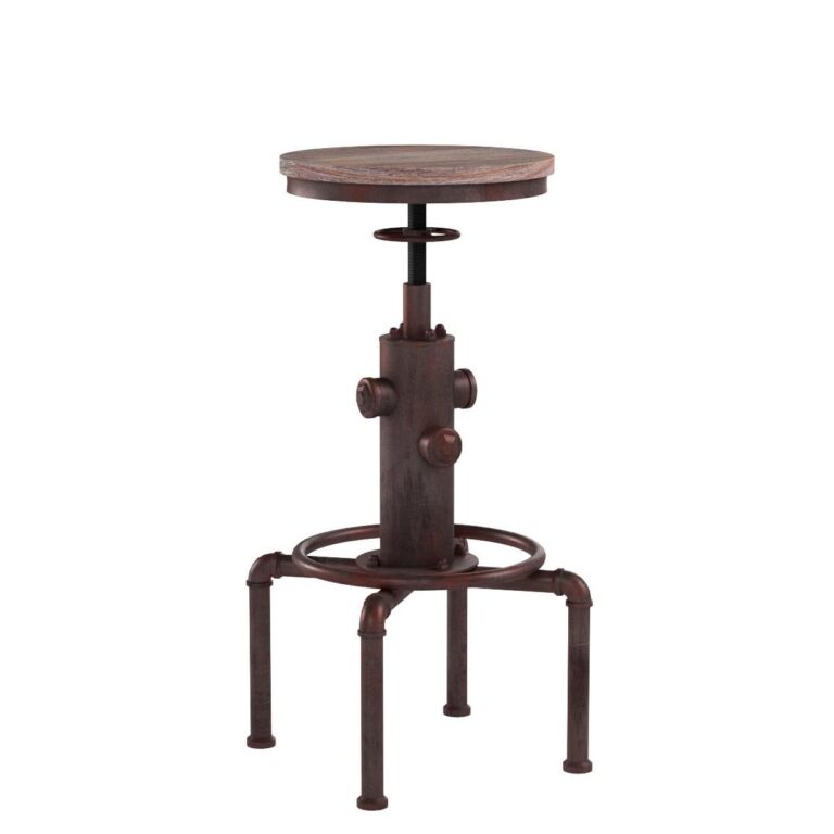 Topower Antique Vintage Industrial Barstool Solid Wood Water Pipe Fire Hydrant Design Cafe Coffee Industrial Bar Stool Set of 2 Red Bronze - Image 8