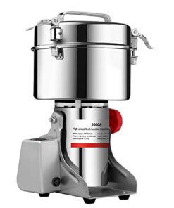 BI-DTOOL 2000gram Electric Grain Grinder Stainless Steel Pulverizer Grinding Machine Commercial Cereals Grain Mill for Kitchen Herb Spice Pepper Coffee with LCD Digital Display