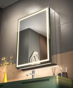 GANPE LED Lighted Bathroom Medicine Mirror Cabinet with Sockets & USBs, Anti-Fog Dimmable Light and Color Adjustment, Antirust and Easy to Install Aluminum Cabinet (20 * 28 inch)