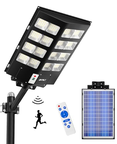 JAYNLT Y-3000W Solar Street Lights Outdoor,6500K 300000LM Commercial Parking Lot Light Dusk to Dawn, Waterproof Solar Security Flood Lights with Motion Sensor for Street, Garden