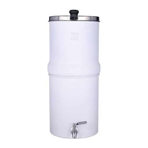 AquaEasy Stainless Steel Gravity Water Filter System (2.25 Gallon) with 2X Activated Carbon Filter, Stainless Steel Tap and Stand | Countertop Water Filtration System (White) - Image 2