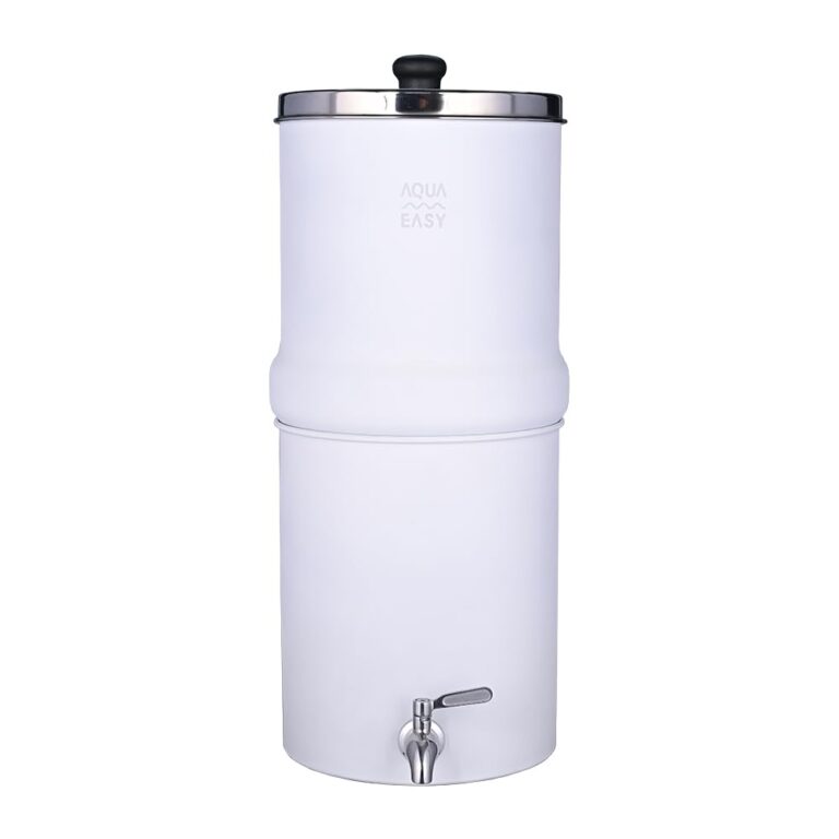 AquaEasy Stainless Steel Gravity Water Filter System (2.25 Gallon) with 2X Activated Carbon Filter, Stainless Steel Tap and Stand | Countertop Water Filtration System (White) - Image 2