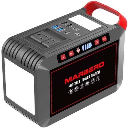 Portable Power Station 300W MARBERO 237Wh Camping Solar Generator Backup Lithium Battery with Pure Sine Wave 110V AC Outlet, USB C, USB A, DC for Outdoors Camping CPAP Home Blackout Emergency