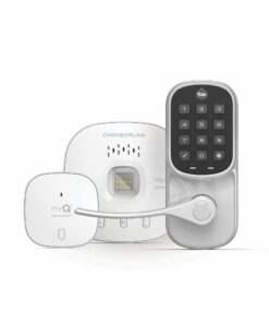 Yale | LiftMaster Smart Touchscreen Deadbolt with Keypad Lever (Satin Nickel) & myQ Chamberlain Smart Garage Door Hub, Bundle