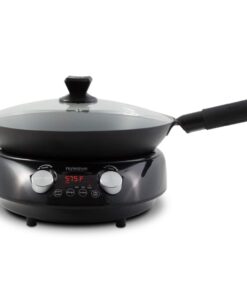 Nuwave Mosaic Induction Wok, Precise Temp Controls from 100°F to 575°F in 5°F, Wok Hei, Infuse Complex Charred Aroma & Flavor, 3 Watts 600,900 & 1500, Authentic 14-inch Carbon Steel Wok Included,Black