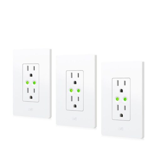 Eve Energy Outlet (Matter) 3-Pack – Smart Outlet & Power Meter, App & Voice Control, No Bridge, Thread, Works with Apple Home, Alexa, Google Home, SmartThings, 100% Privacy, Requires Thread Router
