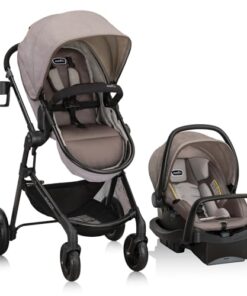 Evenflo Pivot Modular Travel System with LiteMax Infant Car Seat with Anti-Rebound Bar (Desert Tan)