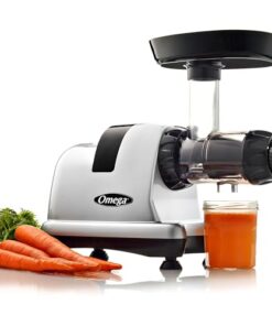 Omega J8006HDS Cold Press Juicer Machine Vegetable and Fruit Juice Extractor and Nutrition System, Triple-Stage Slow Masticating Juicing Technology, 200 W, Silver