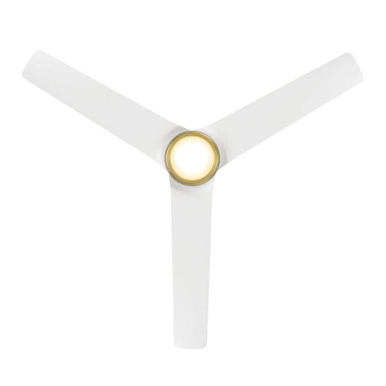 Mocha Indoor and Outdoor 3-Blade Smart Home Ceiling Fan 54in Soft Brass Matte White with 3000K LED Light Kit and Remote Control works with Alexa and iOS or Android App - Image 4