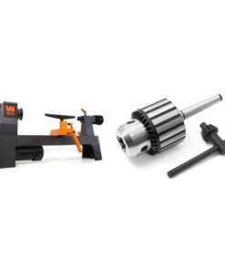 WEN LA3421 3.2-Amp 8-Inch by 13-Inch Variable Speed Mini Benchtop Wood Lathe, Black & WEN LA136K 1/2-Inch Keyed Drill Chuck with MT1 Arbor Taper