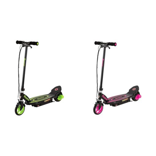 Razor Power Core E90 Electric Scooter Bundle - Green and Pink