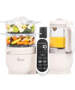 Babymoov Duo Meal Station 6 in 1: Multi-Speed Baby Food Maker Steamer and Puree Blender, Baby Food Processor that warms & defrosts (Nutritionist Approved), Mineral Beige