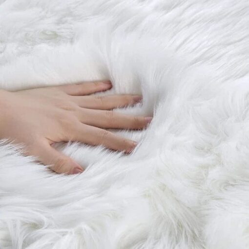 ORINOVA White Rugs for Living Room 6x9 Area Rugs for Bedroom Large Washable Faux Sheepskin Fluffy Fur Rug Nursery Rugs Room Décor - Image 5