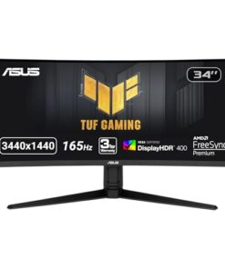 ASUS TUF 34 Inch Curved Gaming Monitor - WQHD (3440x1440), 165Hz, 1ms, Extreme Low Motion Blur, FreeSync Premium, Eye Care, Height Adjustable, DisplayHDR 400, DisplayPort, HDMI, USB - VG34VQL1B