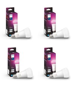 Philips Hue Smart 100W A21 LED Bulb - White and Color Ambiance Color-Changing Light - 4 Pack - 1600LM - E26 - Indoor - Control with Hue App - Works with Alexa, Google Assistant and Apple Homekit.