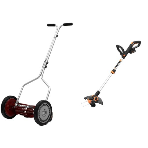 American Lawn Mower 5-Blade Push Reel Lawn Mower and Worx GT3.0 20V PowerShare 12" String Trimmer & Edger