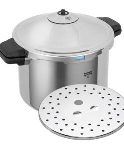 Kuhn Rikon DUROMATIC® Pressure Cooker 11” 8.45 qt family of 6 wide base for better braising, Stainless