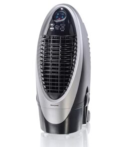 Honeywell 300 CFM Indoor Portable Evaporative Cooler, Fan & Humidifier with Detachable Tank, Carbon Dust Filter & Remote Control, Silver/Gray