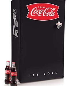 Igloo Coca-Cola 3.2 Cu. Ft. Refrigerator with Freezer, Adjustable Temperature Cools as Low as 32 Degrees, Bottle Opener, Ice Cube Tray, Scraper Included, Black