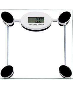 Bathroom Scale Electronic Glass Scale, Square Body Fat Scale, Digital LCD Display, 180kg Capacity, Anti-Collision Tempered Glass, Easy to Clean