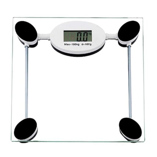 Bathroom Scale Electronic Glass Scale, Square Body Fat Scale, Digital LCD Display, 180kg Capacity, Anti-Collision Tempered Glass, Easy to Clean