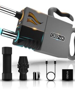 GenX Multifunctional Camp Care - Portable Small Rechargeable Wireless Camping Air Pump | Refillable Butane Lighter, Wind Resistant Flame for Campfire Starter | USB Power Bank Outdoor Battery Charger