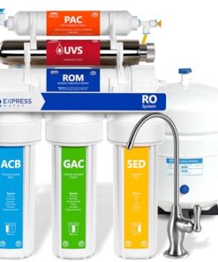 Express Water Ultraviolet Reverse Osmosis Water Filtration System – 6 Stage RO UV Water Filter with Faucet and Tank – UV Under Sink Water Filter – 100 GPD