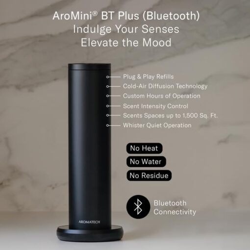 AromaTech New AroMini BT Plus Scent Diffuser w/Bluetooth – Cold-Air Diffusion Scent Machine for Home, Office, Hotel, Spa – Nebulizing Diffusion System for Essential Oil Blends (Gold) - Image 8