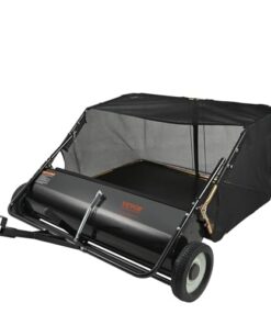 VEVOR Lawn Sweeper Tow-Behind, 44 inch, 25 cu. ft, Durable Leaf & Grass Gathering Tool with Height Adjustment and Easy Dumping Feature for Efficient Yard Cleanup