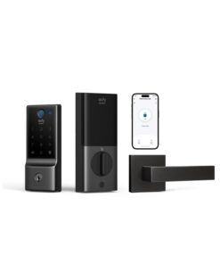 eufy Security Smart Lock C220 with Door Lever, Fingerprint Keyless Entry Door Lock, Built-in Wi-Fi, App Remote Control, Front Door Deadbolt, 8 Months Battery, Reliable Power, IP53 Waterproof