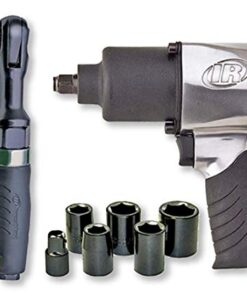 Ingersoll Rand 2317G 1/2" Air Impact Wrench and 3/8" Air ratchet Combination Kit, incl 5-piece Socket Set, Carrying case