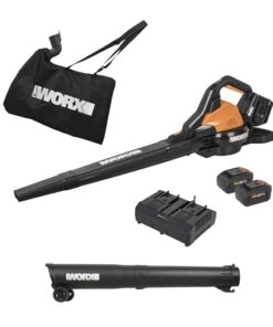 WORX 40V Leaf Blower Cordless with Battery & Charger, 3-in-1 Blower for Lawn with Vacuum and Mulcher, Cordless Leaf Blower with Brushless Motor, 2-Speed Control WG583 – 2 Batteries & Charger Included