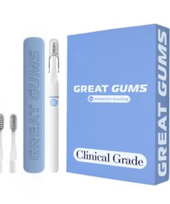 Great Gums Clinical Grade Bioelectric Toothbrush | Toothbrush with 3 Brush Heads (Classic, Gum Care, Implant & Ortho), Clear Cap, Travel Case, USB-C Cable | Sensitive Gums & Teeth | Adults